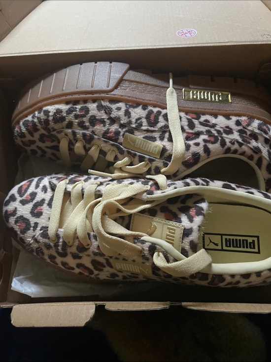 Puma Shoes - Puma Leopard-Print Platform Sneakers in Brown and Cream
